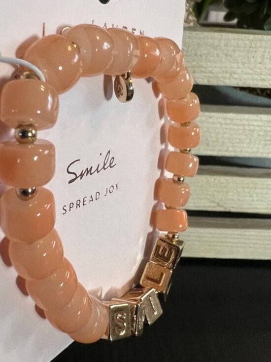 🌸 4/$25 LC Lauren Conrad SMILE Beaded Stretch Bracelet - Picture 4 of 4